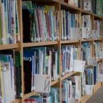 学校图书馆的书架上按字母顺序摆放着许多书
